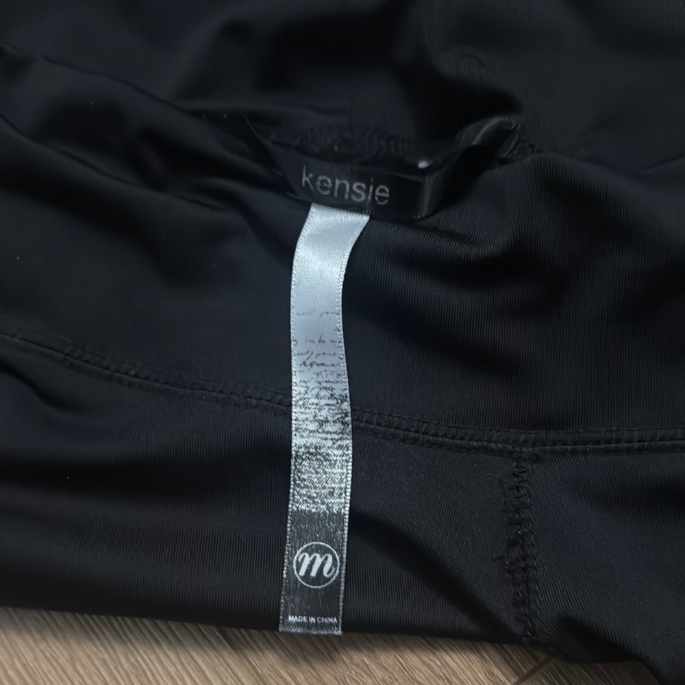 Women’s Black Leggings with Faux Leather Detail - Picture 4 of 4